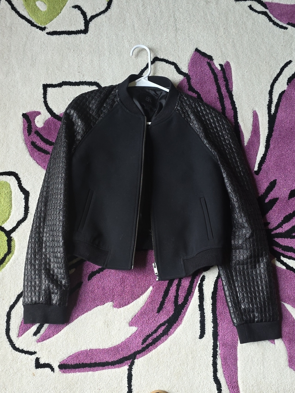 Banana Republic Black Bomber Jacket with Quilted Sleeves